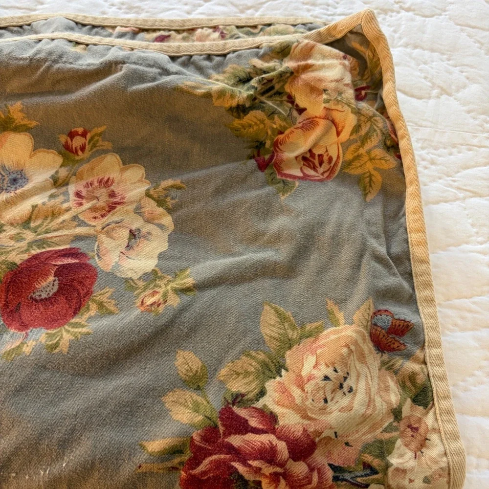 Chaps Home Hudson Valley Blue Gray Floral Standard Pillow Shams Set of 2 Cotton